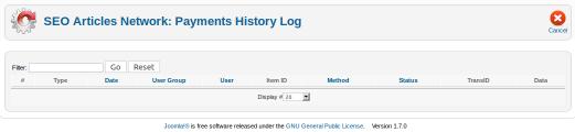 Payments history log
