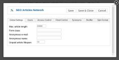 Settings - tab Global settings
