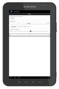 App options page on Tablet 10-inch
