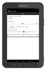 Android App - options page on Tablet 10-inch
