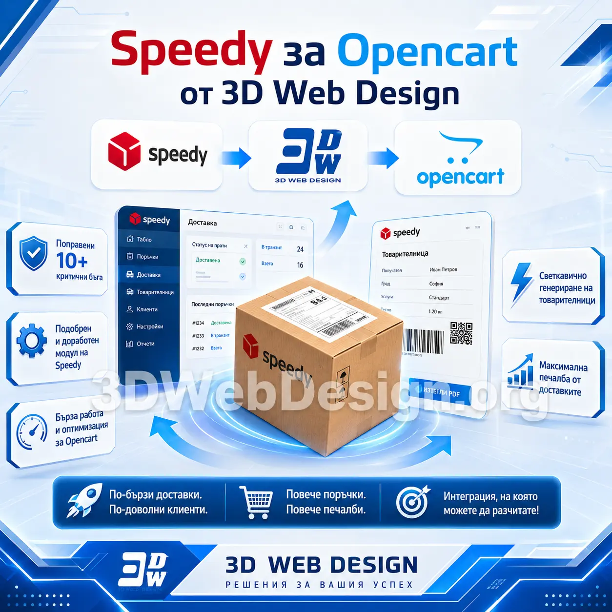 Спиди за Опенкарт онлайн магазини от 3D Web Design