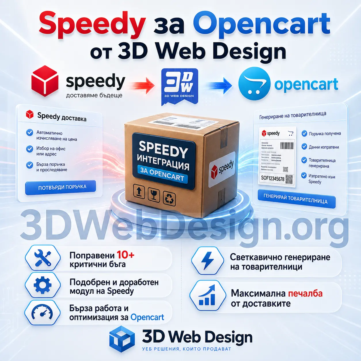 модул на Speedy за OpenCart онлайн магазин от 3D Web Design